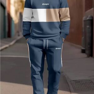NWOT Blue and Tan Tracksuit Set